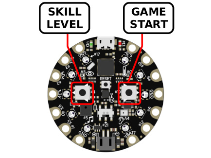 Simple Simon - Skill level and Game start buttons